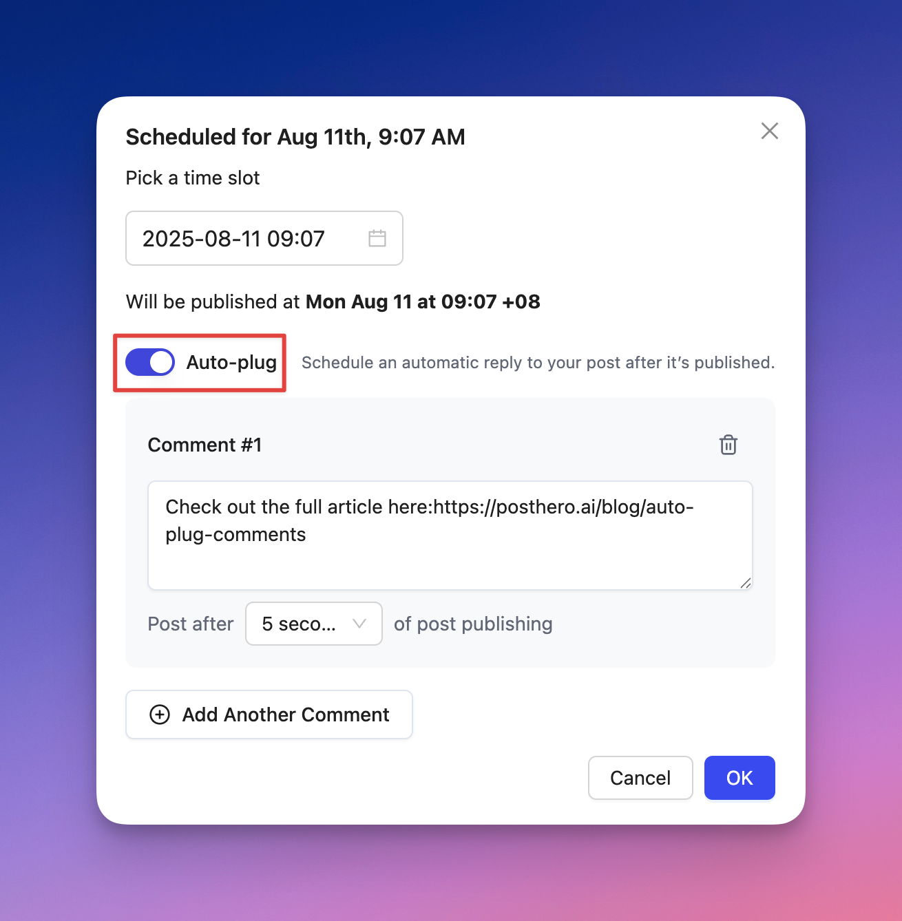 Auto-Plug Comments